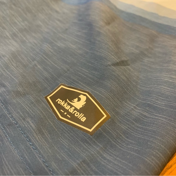 NWT Rokka and Rolla boys stretch mesh lined swim trunks, small, blue/orange (M) - Picture 3 of 5